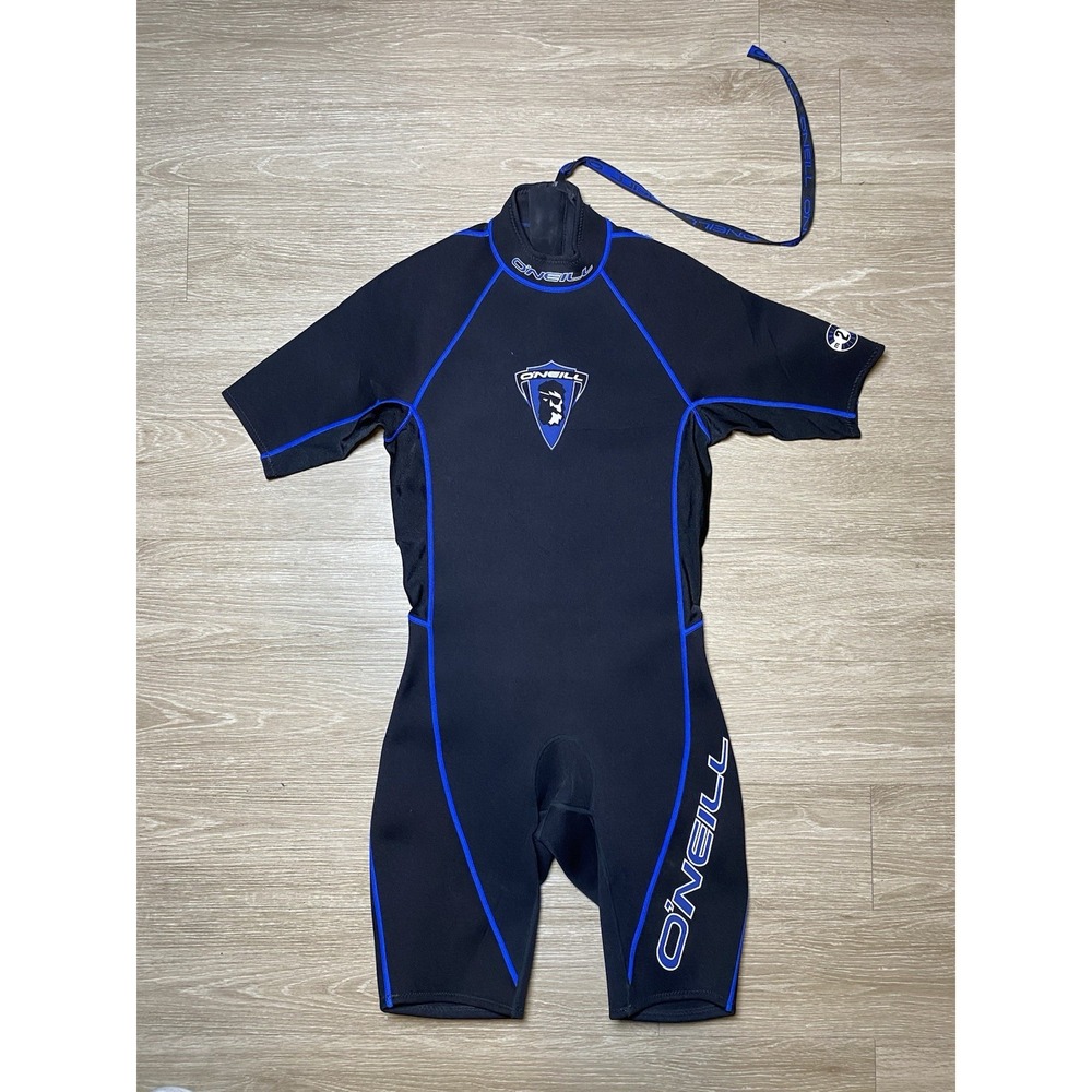 Men Size LARGE O'Neill 7218 Wetsuit Hammer Short Sleeve 2:1 Blk Blue Neoprene 2M